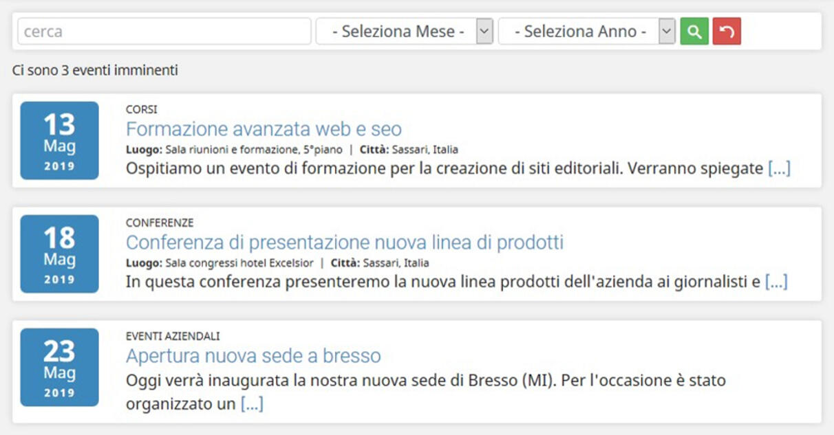 Eventi, appuntamenti e prenotazioni