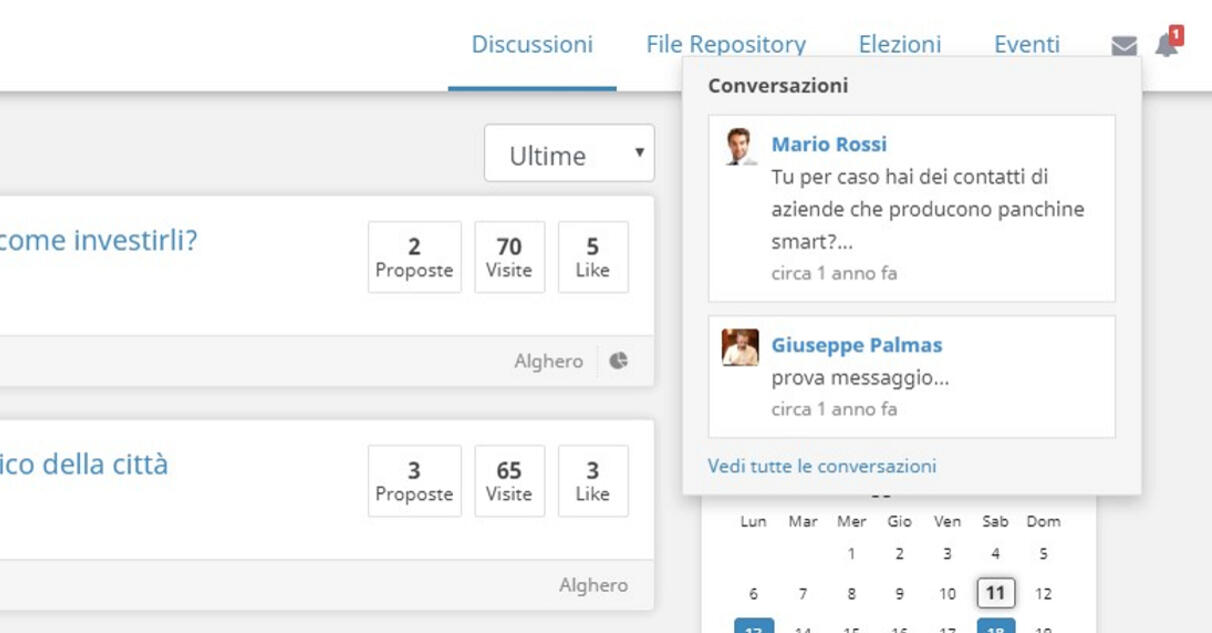 Messaggi privati e notifiche